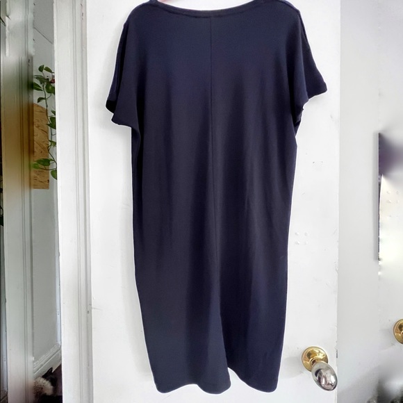 Long Tall Sally || TALL Navy Blue T-Shirt Dress with Pockets || size Small - Picture 2 of 4